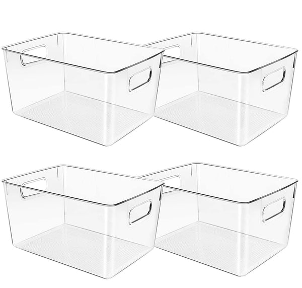 Control Kitchen Clear Plastic Storage Bins, Perfect for Kitchen Organization or Pantry Organization and Storage, Fridge Organizer, Clear Storage