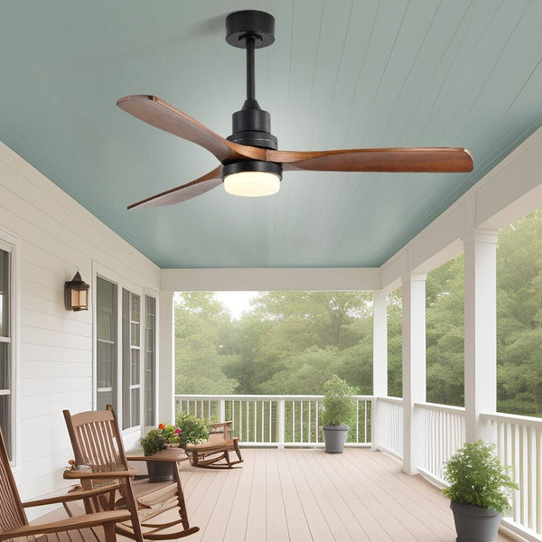 52" and 60" Noiseless Walnut Wood Ceiling Fan with Remote Control,Light Integrated Optional - 52 inch - 52" Ceiling Fan with Light